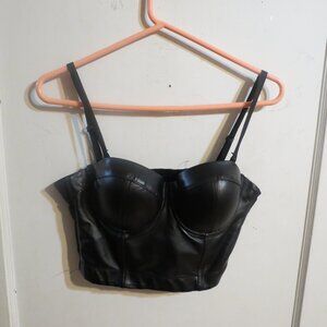 Women faux Leather Corset Top Crop Size Large